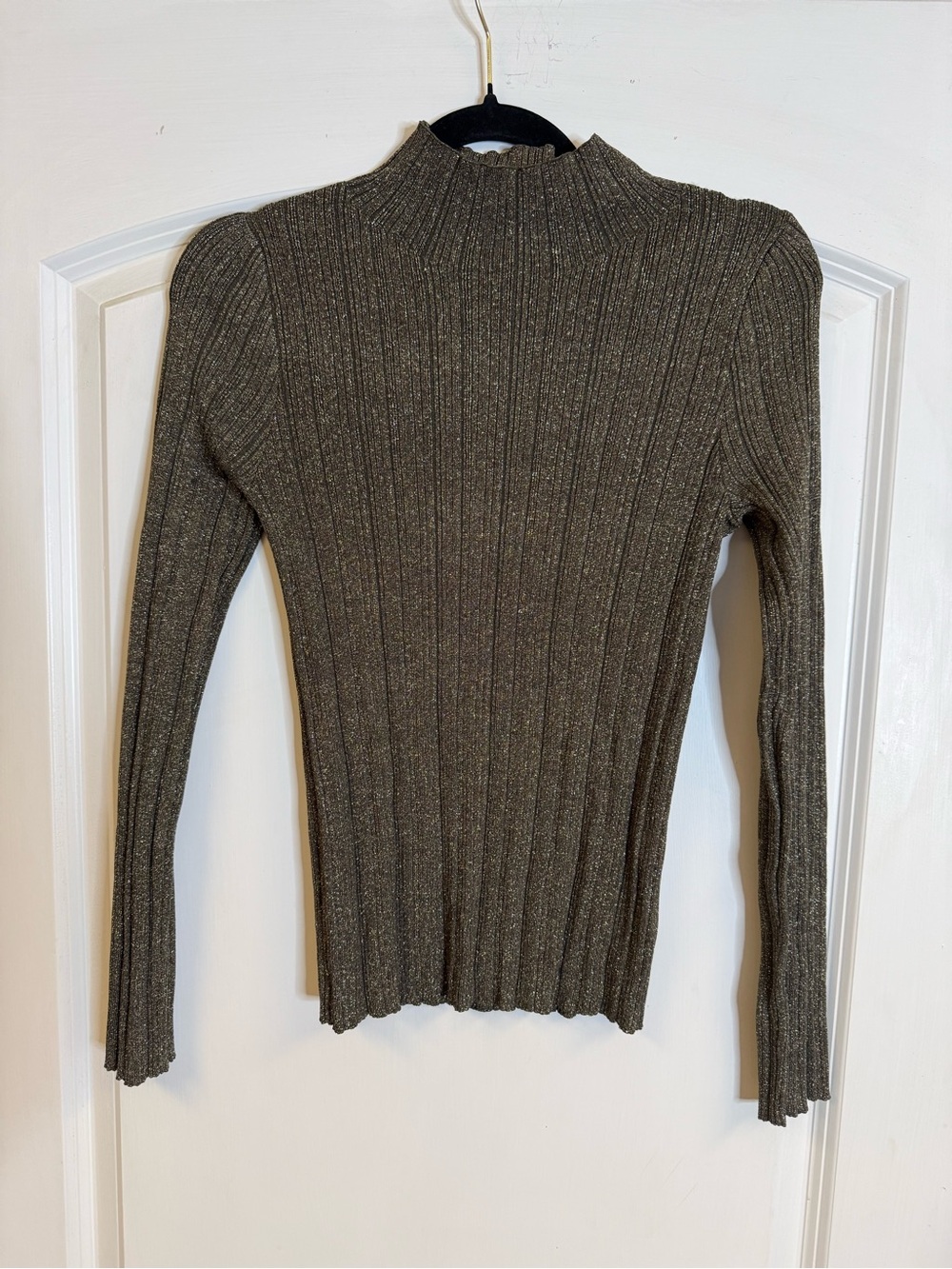 Rails Vivienne Gold Lurex Metallic Ribbed Mock Neck Sweater